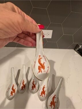 Vintage Japanese Soup Spoons. Set of 6